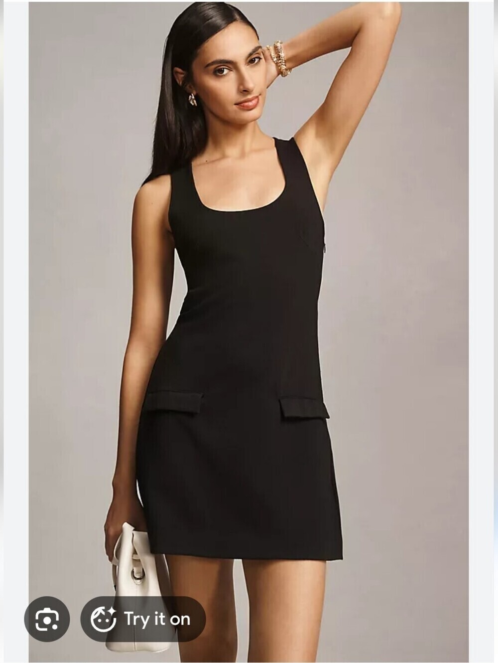 Mauve Black Sleeveless Scoop-Neck Mini Dress